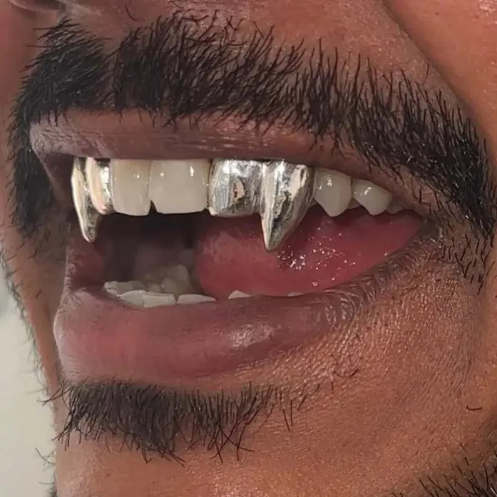 موضة مجوهرات للجسم لامعة الأسنان قبعات الشرير الهيب هوب الأسنان الديكور DIY بها بنفسك مزدوجة الأنياب حفلة هدية للجنسين الهيب هوب الأسنان #4