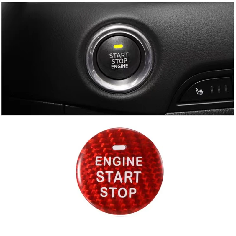 Carbon Fibre Car Engine Start Stop Switch Button Cover Ignition For Mazda 2 3 6 CX3 CX4 CX5 CX7 CX9 CX30 RX8 MX5 MX3 MS MP Demio