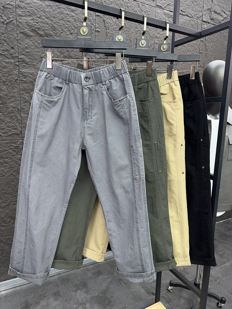 

Svip мужские хлопковые прямые повседневные брюки весенний сезон 3D пошив чистый цвет дышащий нож свободный крой молодежный