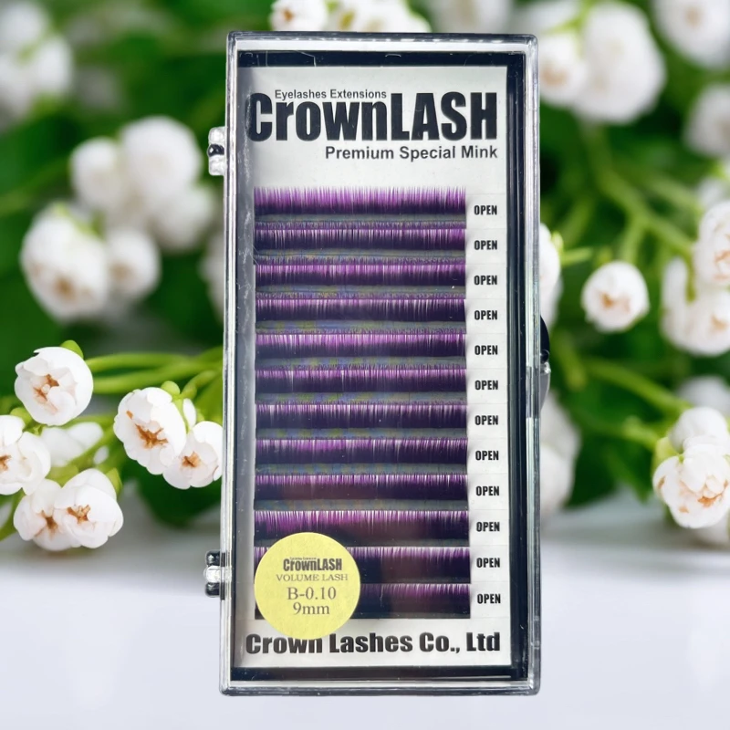 CrownLASH Dual Color Ombre Purple  C D 0.10 9-15mm Eyelashes Extensions Single Size Tray Free Shipping