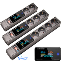 EU Power Strip With Switch Digital Ampermeter Power Energy Voltmeter Ammeter 2/3/4/5/6/7/8/9/10 European Socket C14 interface