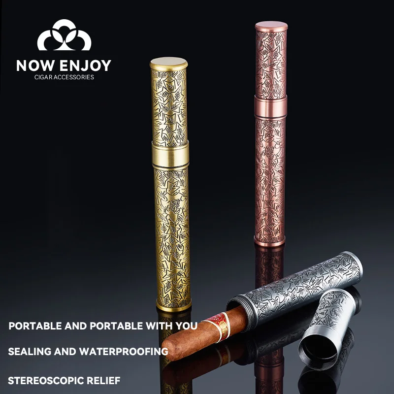 

Premium Metal Cigar Tube Airtight Storage Container Travel Case for Cigar Gift for Men