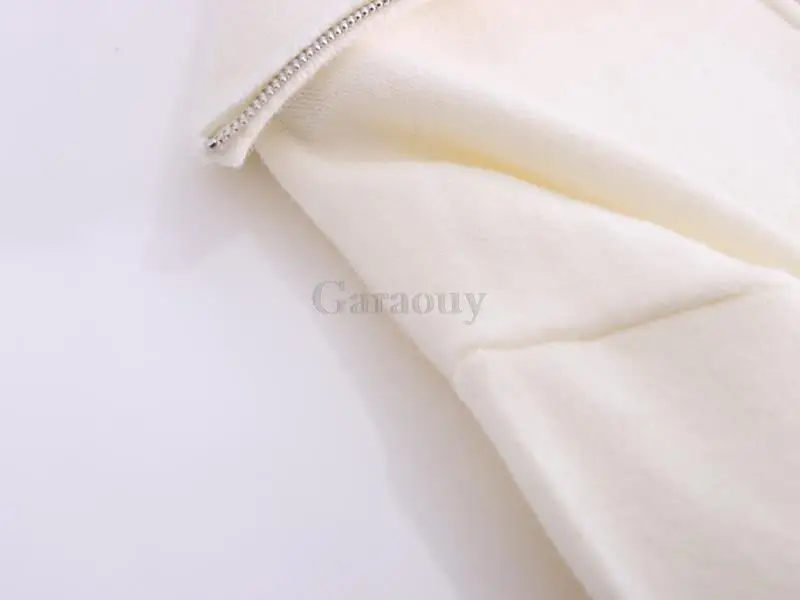 Garaouy 2022 New Women Clothing POLO Collar Zipper Casual Sweater Solid Color Large lapel Hem Rib Decoration Knitted Pullover