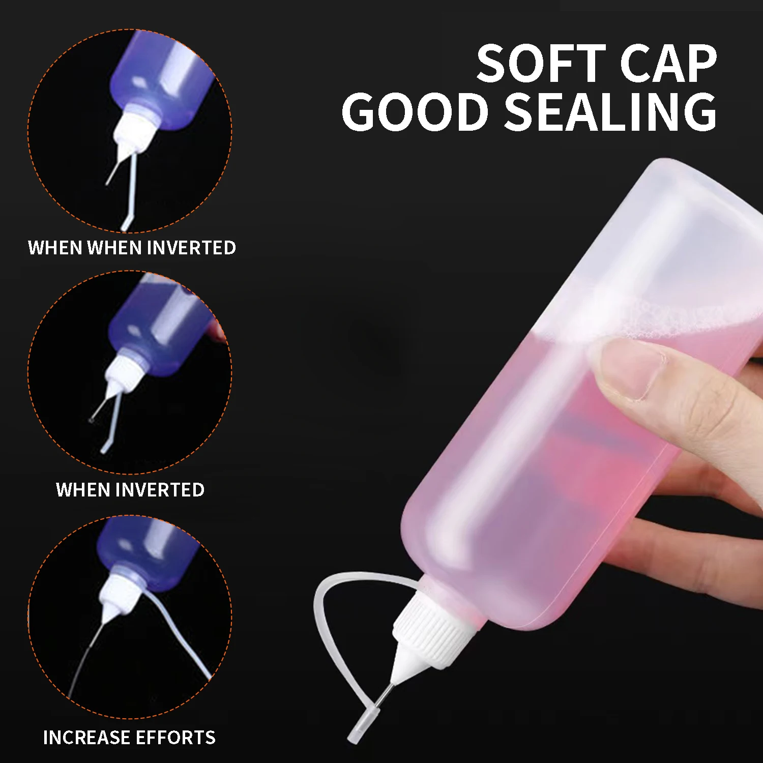 5 Pcs Needle Tip Glue Bottle Squeeze Plastic Bottle Dispensing Needle Sealing Cap Liquid Flux Dispenser Applicator