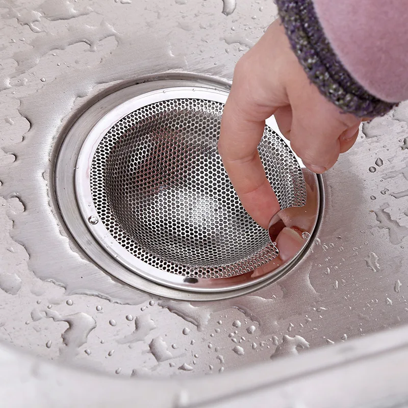

Household Stainless Steel Kitchen Sink Sewer Filter Bathroom Bathtub Sink Wash Basin Anti-Blocking Sewer Mesh Metal Filter