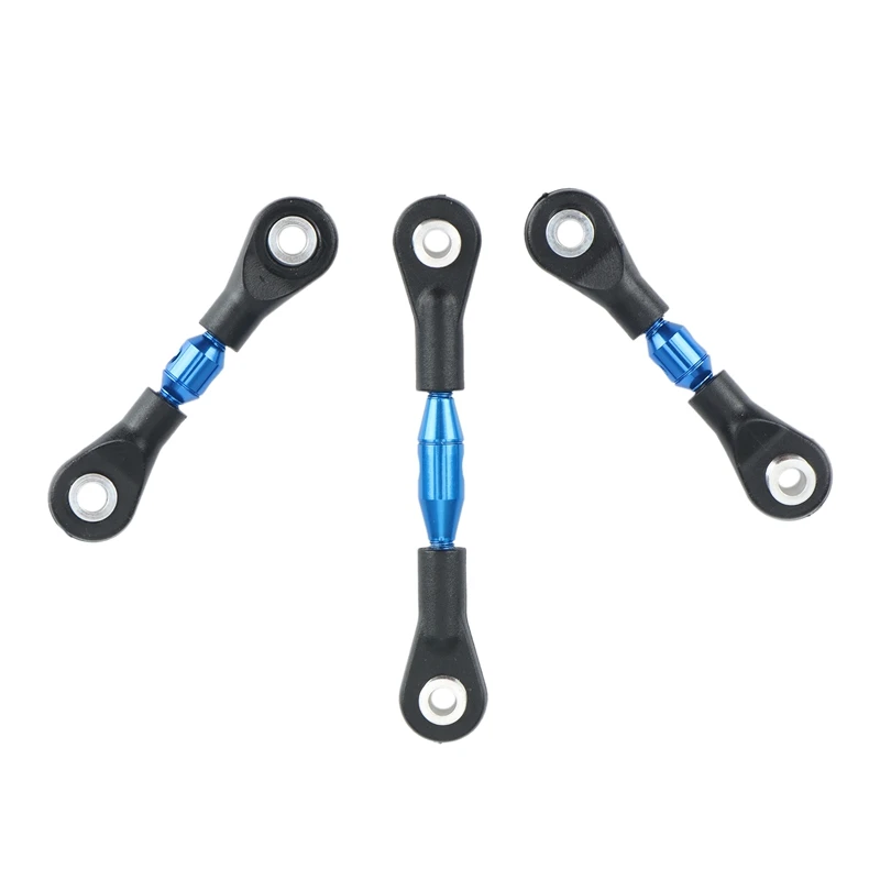 Metal Steering Link Rod Tie para Tamiya, Peças de Atualização do Carro, Acessórios Azuis, TT-01, TT01, 1, 10 RC, 3pcs