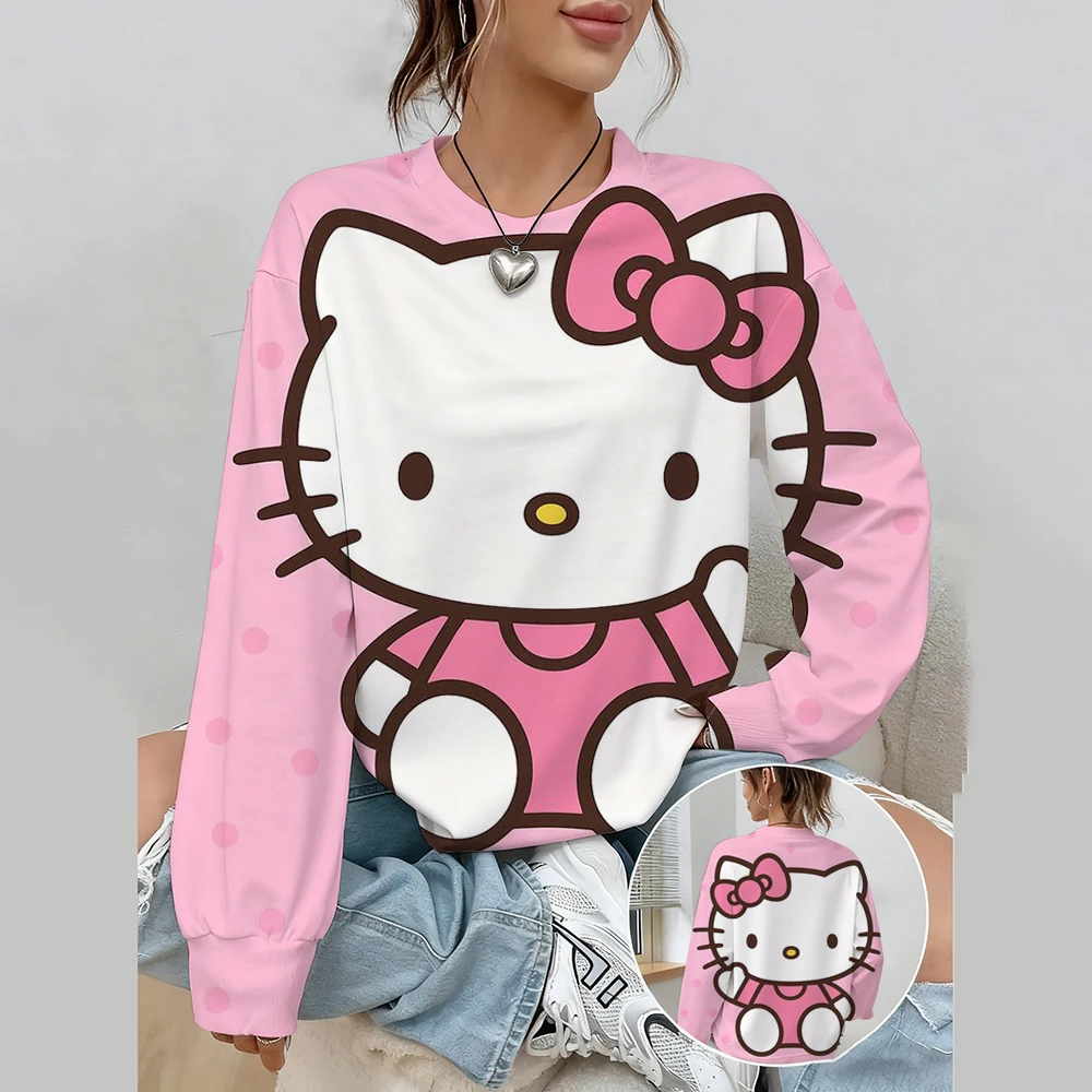 2026 جديد مرحبا كيتي الكرتون الأسرة المرأة هوديي الكرتون أنيمي الرجال البلوز 2026 جديد ربيع الخريف زوجين البلوز الملابس #1