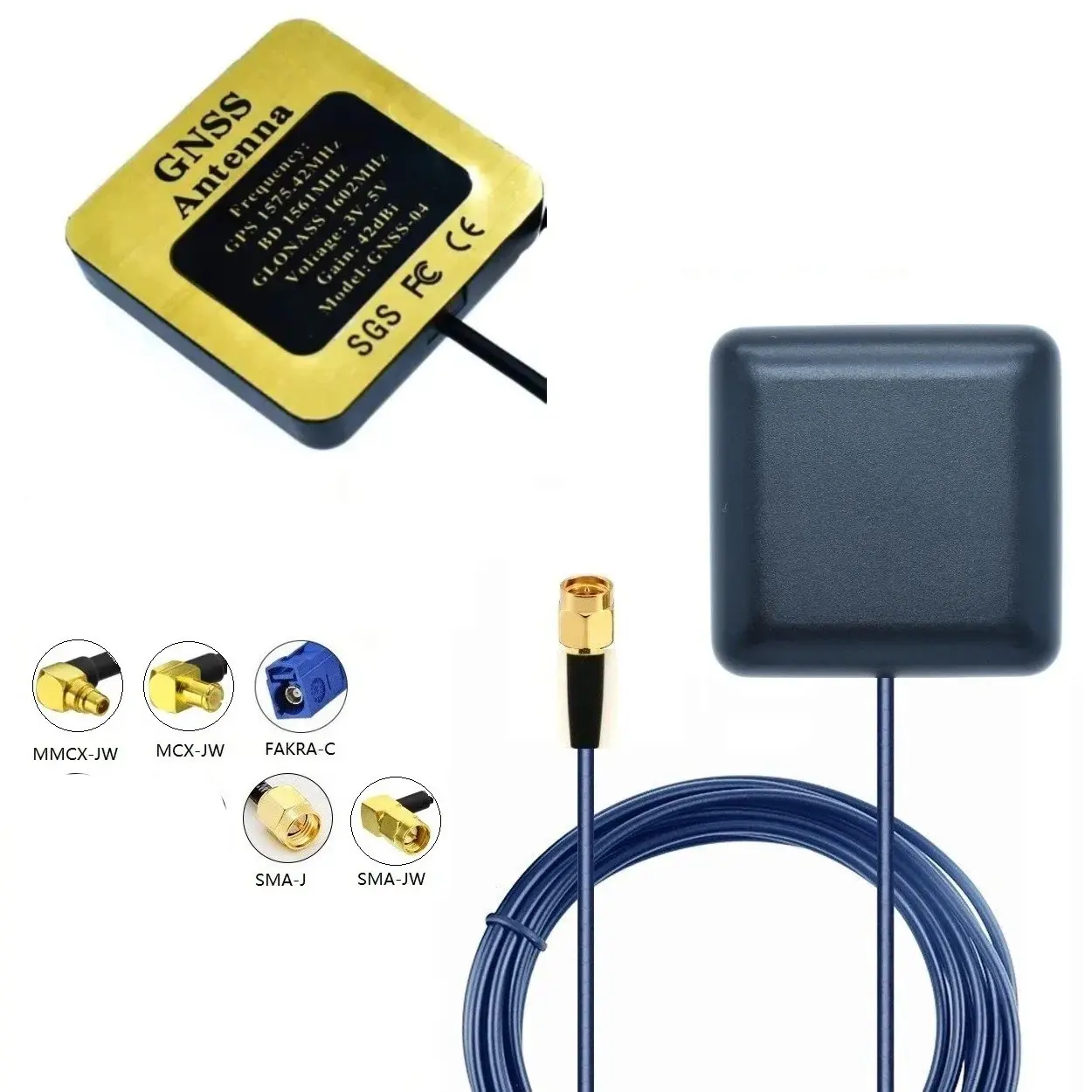 42dbi High Precision Four-star GNSS External Antenna GPS+BD+GLONASS+Galileo Satellite Signal Reciver 3m Cable Waterproof NEO-M8N