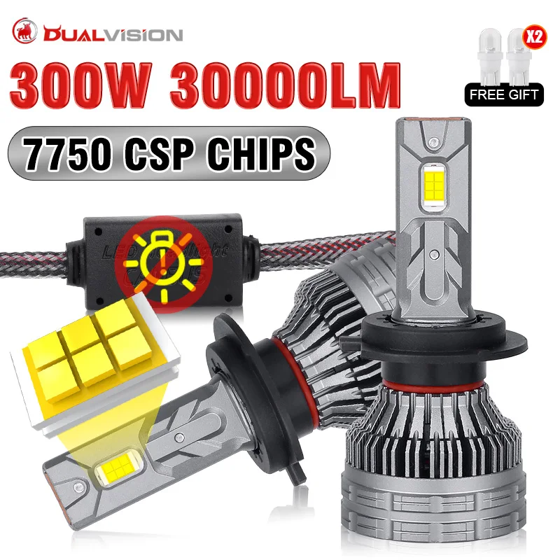 

Dualvision H7 H4 Светодиодная фара H11 H1 H8 H9 HB3 9005 HB4 9006 Светодиодные фонари для автомобиля 12 В 300 Вт 30000LM 6500K 9012 HIR2 Автоматическая лампа накаливания