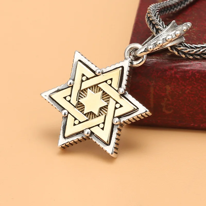 Creative Retro Wild Star of David Five-Pointed Star Pendant Necklace Men\'s and Women\'s Fashion Trend Jewelry Gifts