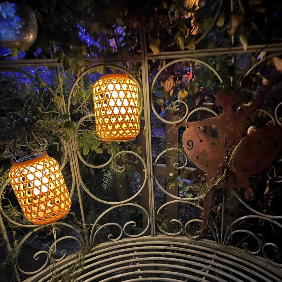 New Solar Garden Decorative Lamp Imitation Bamboo Lantern Chinese Style Outdoor Waterproof Garden Decorative Rattan Lamp