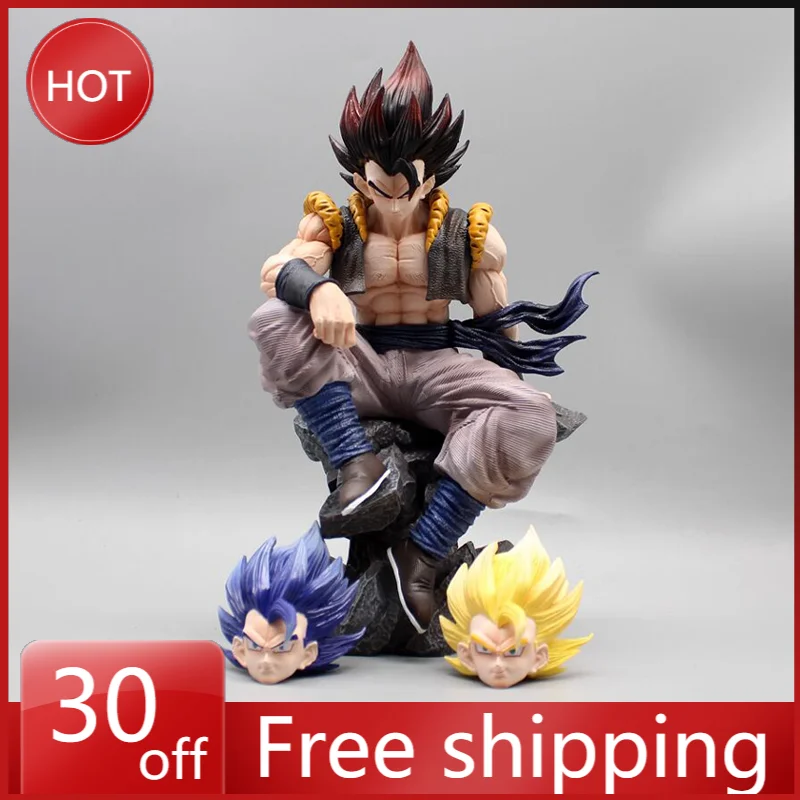 23cm Dragon Ball Gogeta Animation Peripherals Gk PVC Sitting Position Model Collection Ornaments Cool Toy Holiday Gifts for Kids