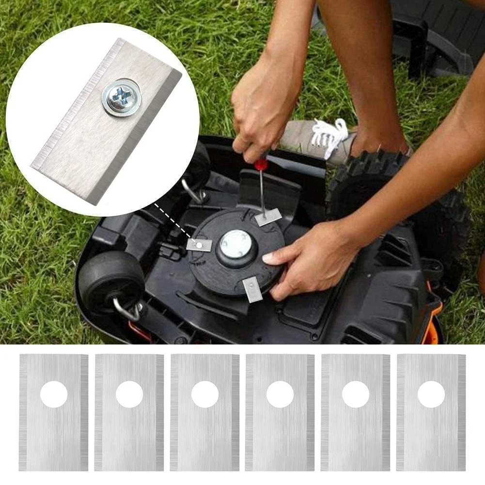 90-18x Lawn Mower Cutting Blade Set Stainless Steel Single Hole Lawn Mower Blade Blade Screws Kit for Worx Landroid Lawn Mowers view 3