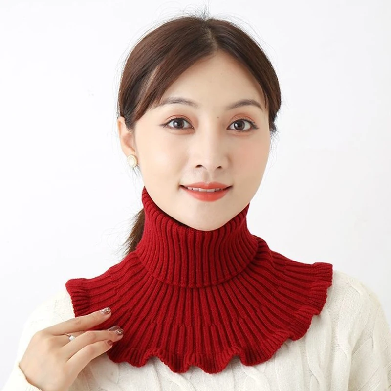 Warm Knitted Fake Collar Woolen Women Turtleneck Knitted False Fake Collar Detachable Neck Scarf Thicken Windproof Fake Collars