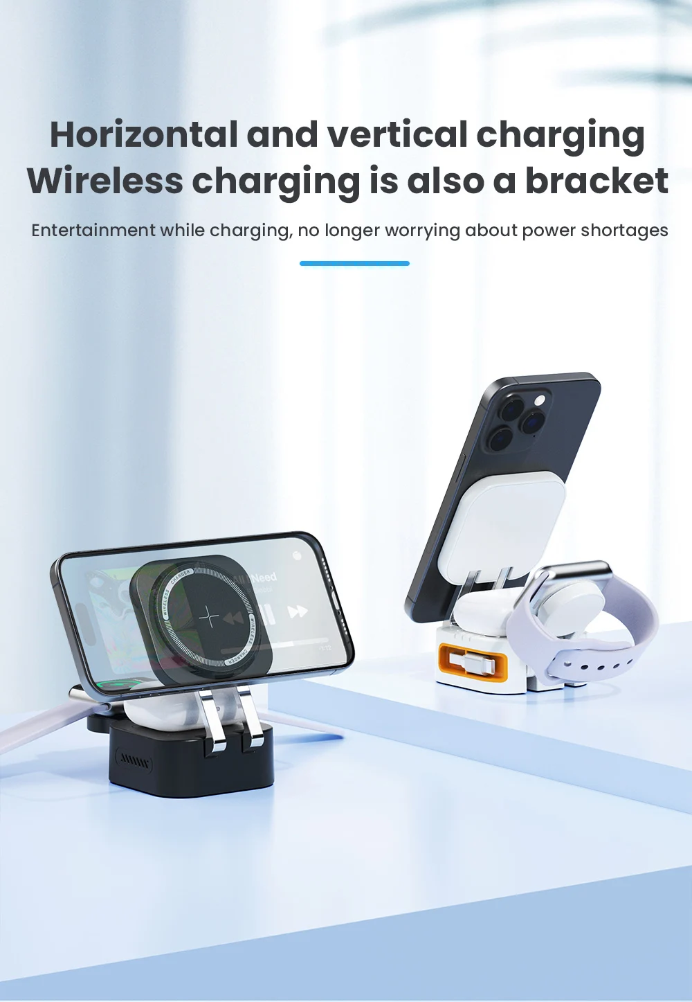 3-in-1 Magnetischer Faltbarer Reise-Schnell-Ladeständer für Magsafe iPhone 16 15 14 13 12 Pro Apple Watch 2-9 SE Airpods Pro – Detail 8