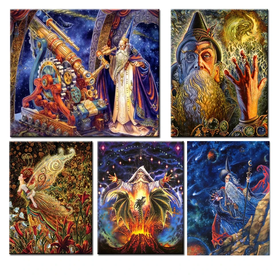 5D Diamond Emrboidery Fairy Pattern Diamond Painting Fantasy Magic 2024 New Collection Text Mosaic Wizard Dragons Christmas Gift