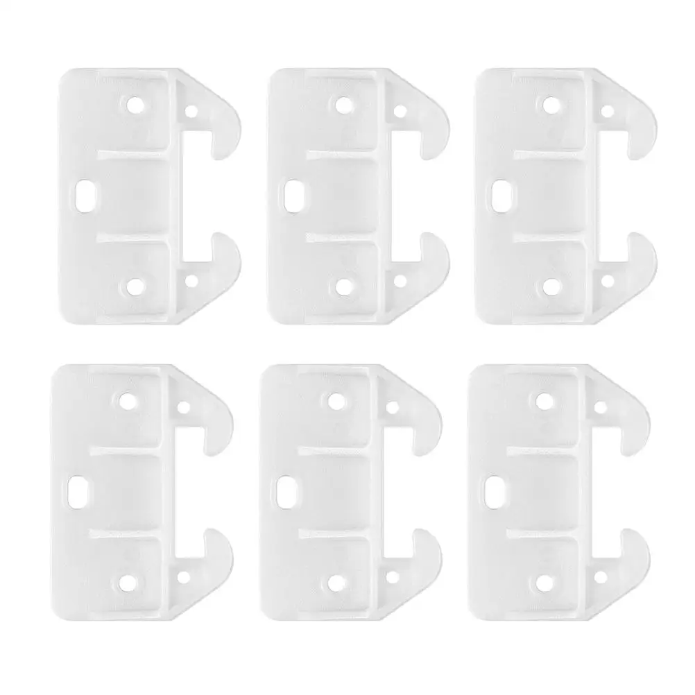 

6 Pcs Large Plastic Crab Shape Hooks Nylon White Mount Cabinet Drawer Guides Replacement Parts For Dresser Slides Center