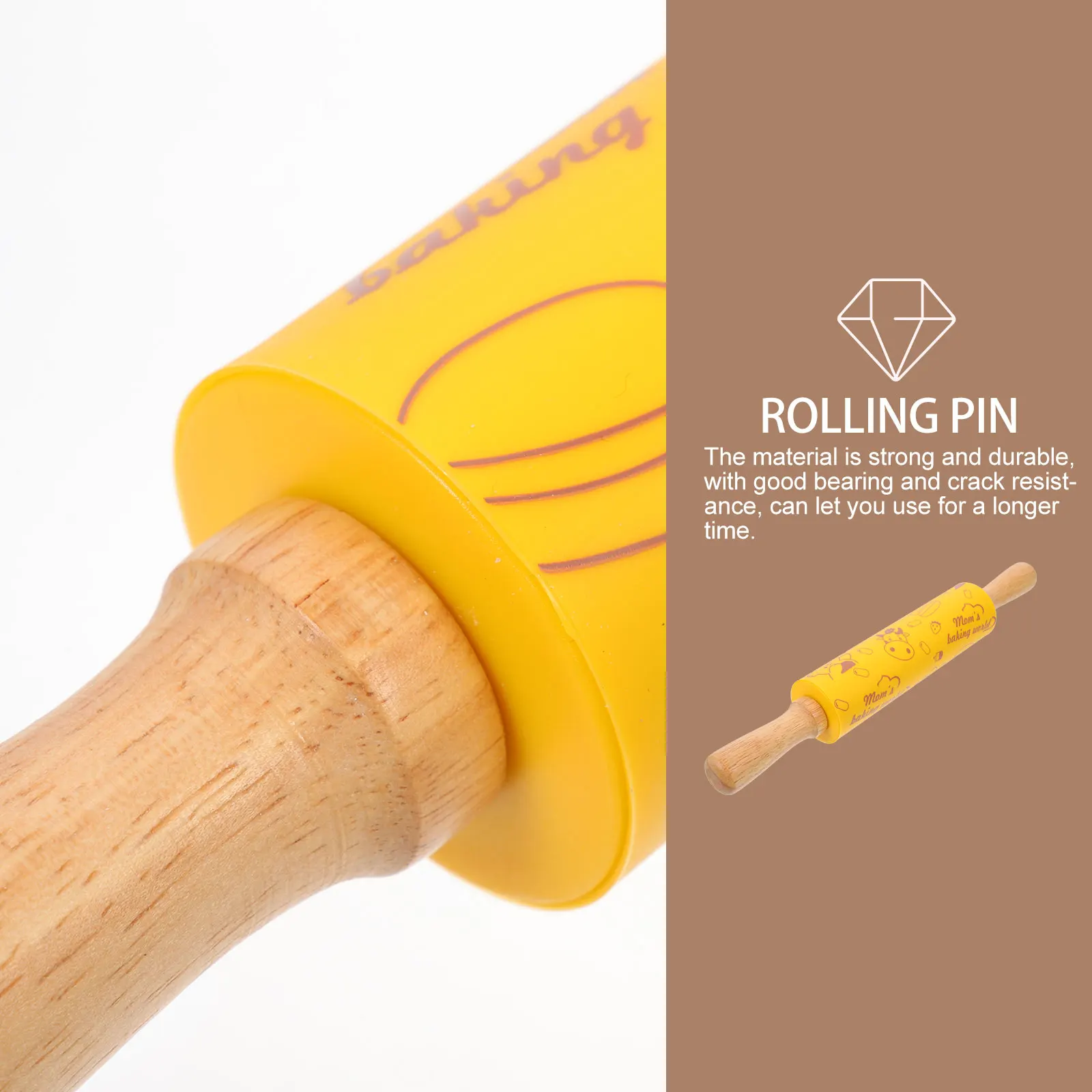 

Children Rolling Pin Large Wooden H Yellow Baking Tool Dough Roller Strong Material Smooth Surface Perfect for Pizza Cookies