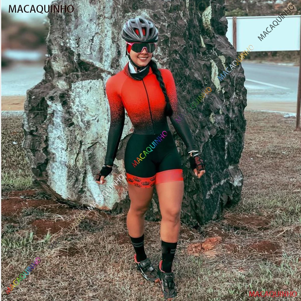 

Kaffit Women's Cycling Jumpsuit 2022 Red Cycling Pedal Clothing Long Sleeves Mountain Biking Triathlon Free Shipping