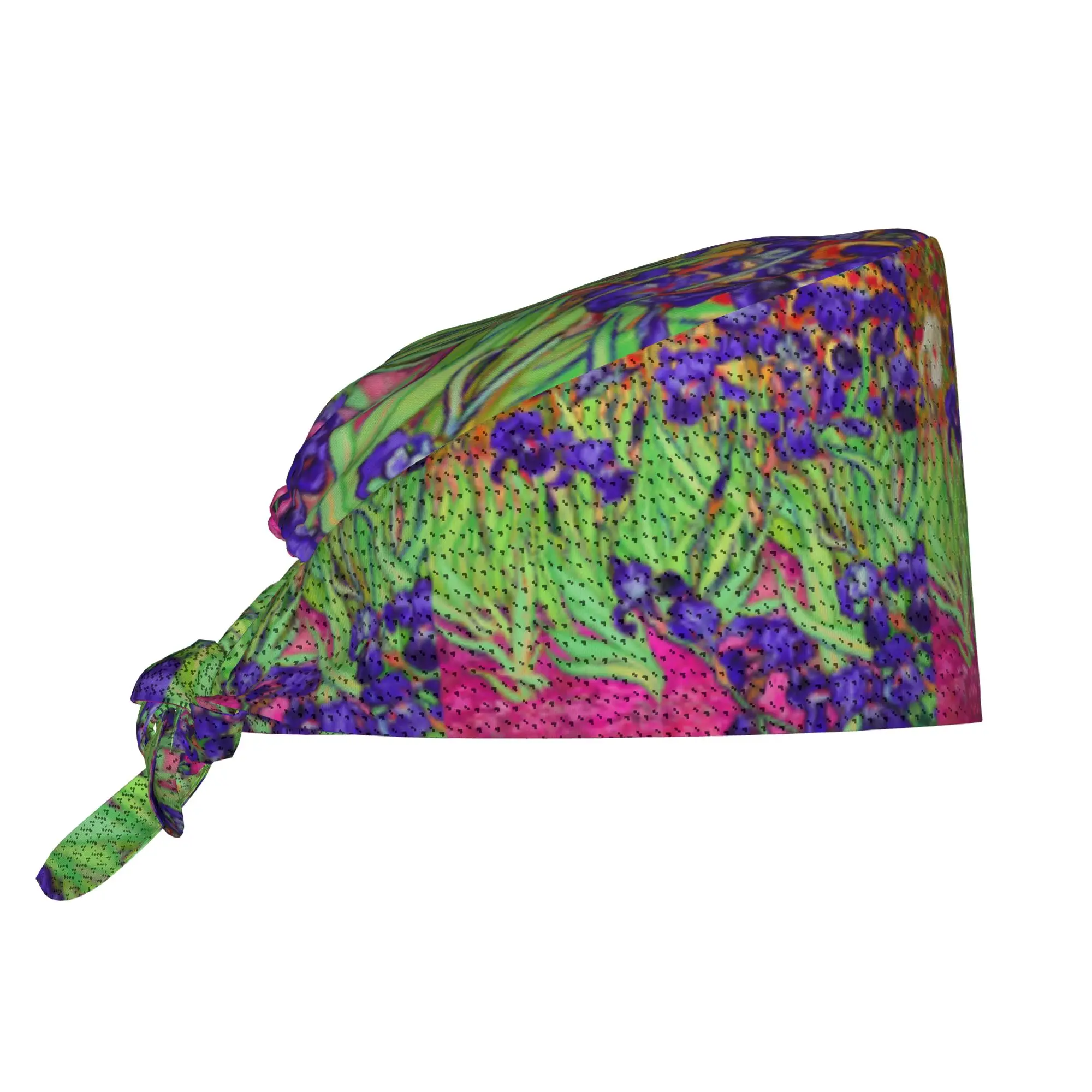 Custom Vincent Van Gogh Purple Irises Working Cap Surgical Hats Women Men Art Painting Flowers Nursing Cap Lab Works Hat