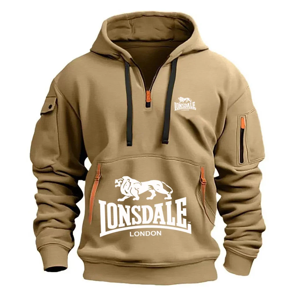 Neuer Herren-Hoodie, lockerer Pullover, lässiges Sweatshirt mit mehreren Taschen, Herbst- und Wintermode, lockerer Outdoor-Fitness-Hoodie