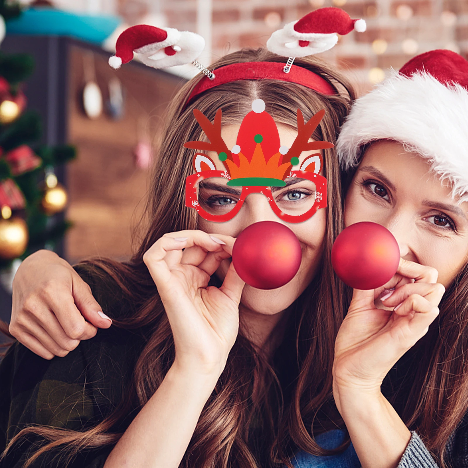 

1Set Christmas Glasses Headband Set Lightweight Comfortable Paper Material Holiday Party Eyewear Props Xmas Festive Accessories