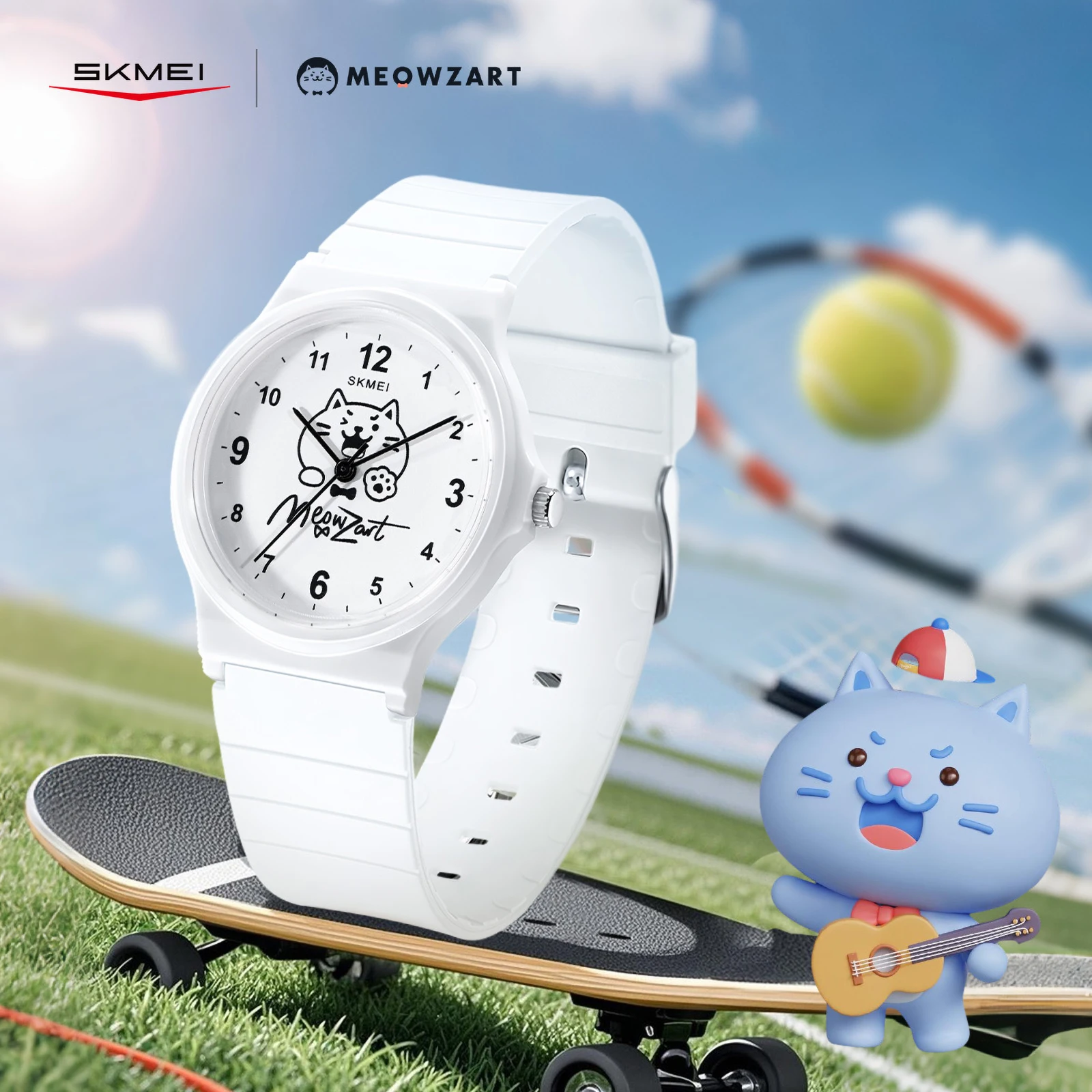 

Наручные кварцевые часы SKMEI 7801, совместная коллекция с MEOWZART, водонепроницаемость 3ATM, милый дизайн MEOWZART, модные простые часы-таймер, повседневные