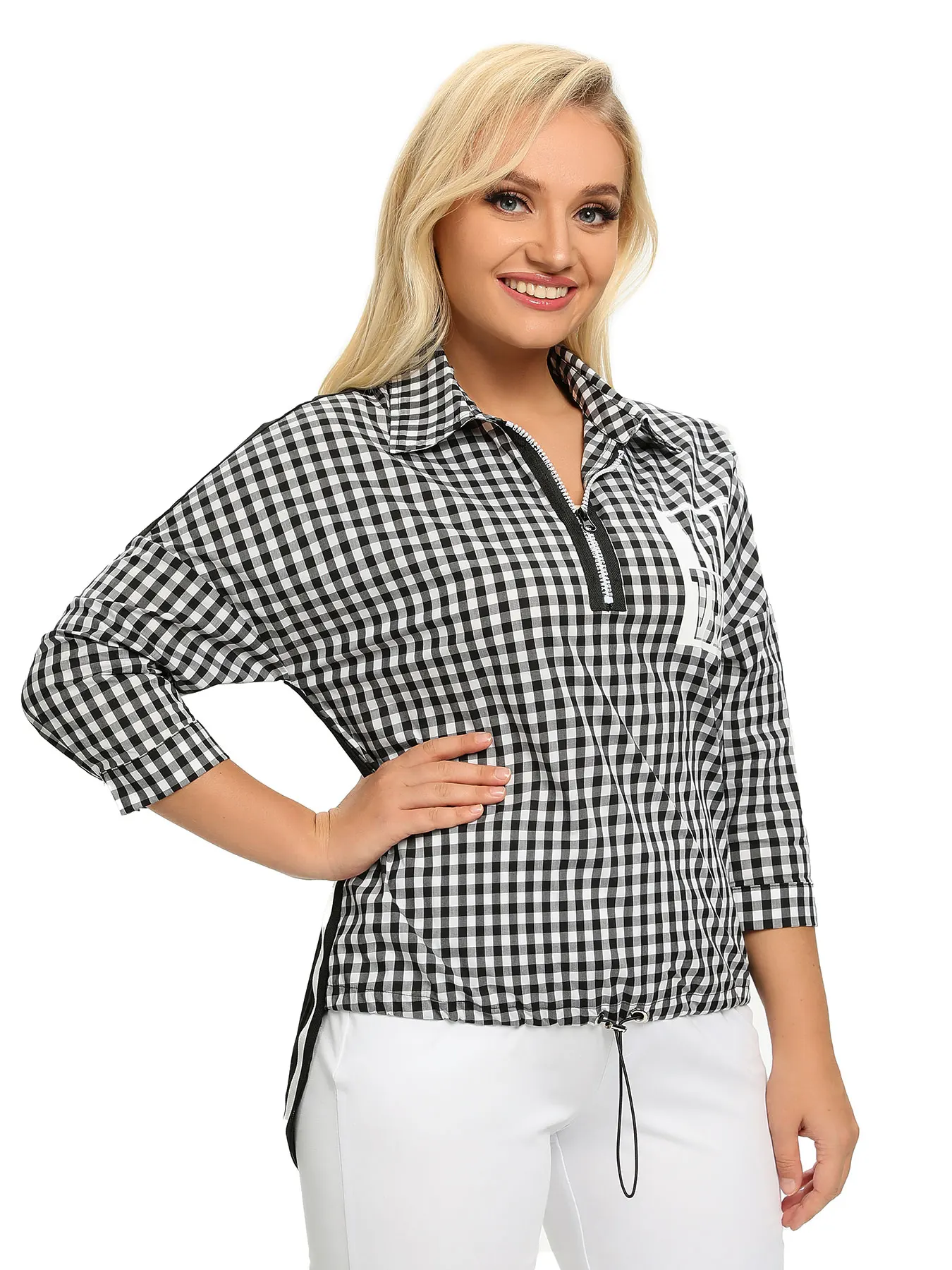 เสื้อเชิ้ตแฟชั่นผู้หญิงไซส์ใหญ่ ผ้าทอ สำหรับฤดูใบไม้ผลิและฤดูใบไม้ร่วง