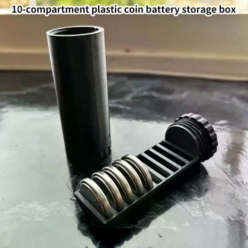 CR2032 CR2025 Coin Battery Organizer Durable Plastic Case with 10 Compartments Secure Storage for Home Office Workshop Use