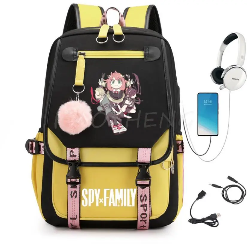 New Spy x Family Anya Forger Backpack Usb Charging School Bags Teenage Girls Boys Laptop Back Pack Women Men Travel Mochilas