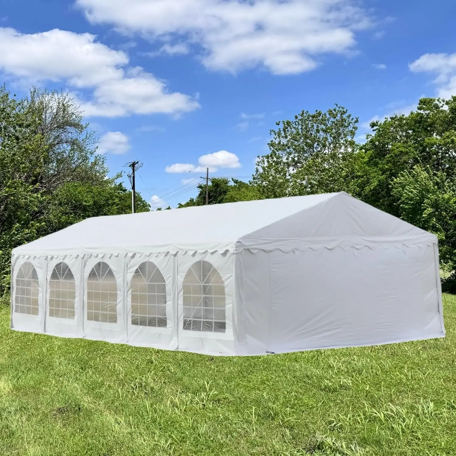 32'x16' PE Party Tent Wedding Tent Canopy Outdoor Shelter Large Garden Gazebo Heavy Duty with Waterproof Top and Carry Bags