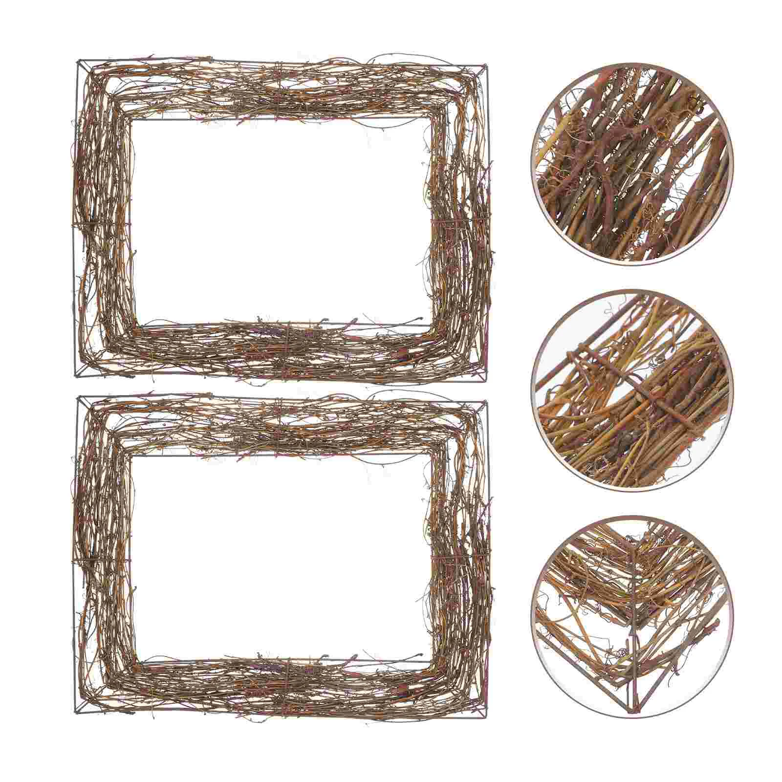 

Happy Yami Xmas Branch Wreath 2Pcs Small Wreaths Indoor Square Wreath Base Rattan Wreaths Vine Branch Wreath Vine Branch