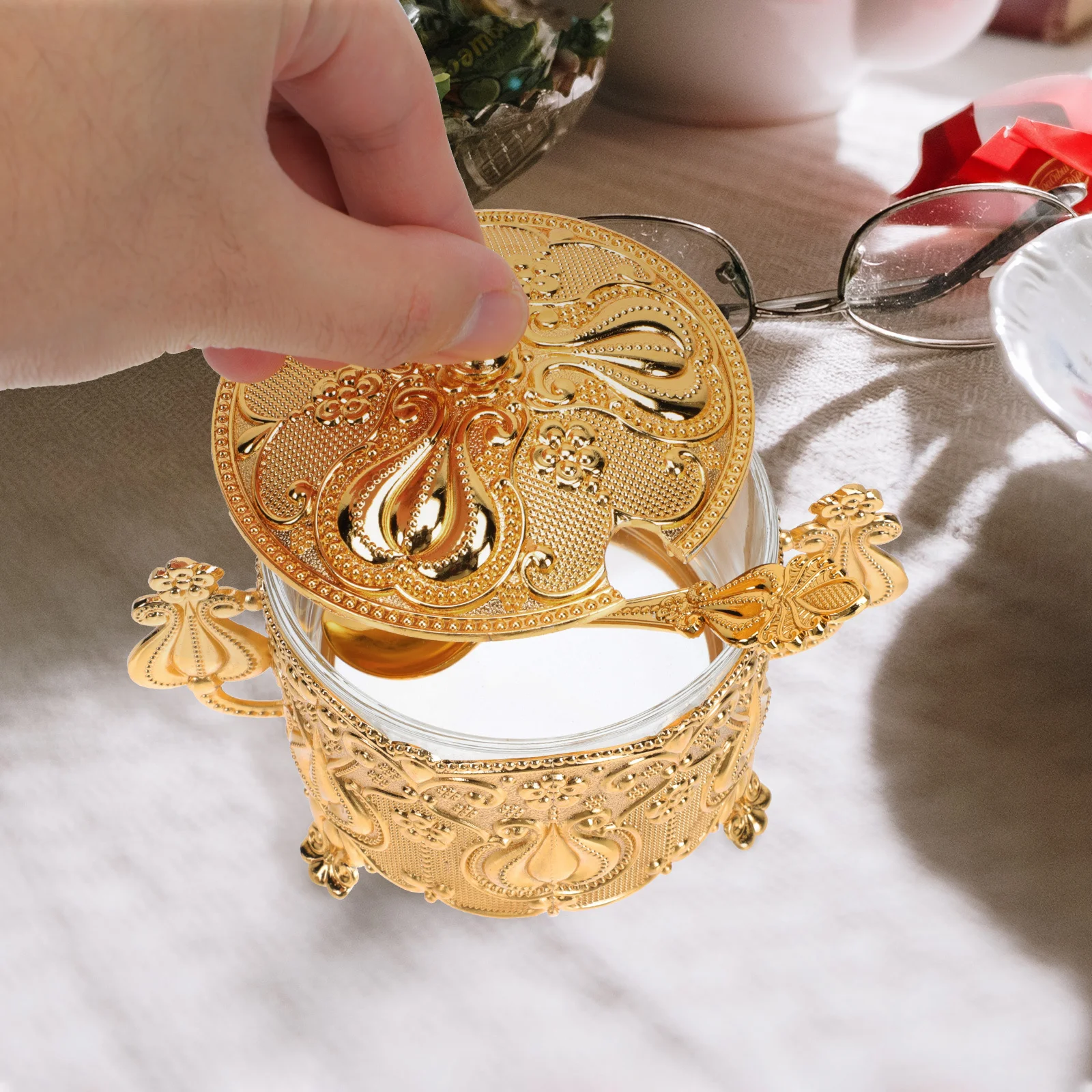 

Style Container for Sugar Holder with Lid Labels Candy Dish Canisters Bowls Spoon