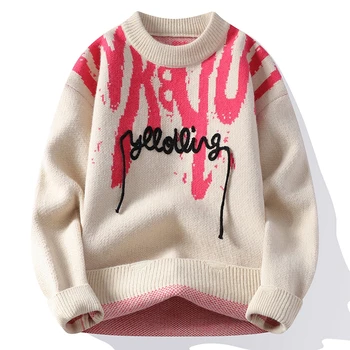 2024 High End Knitted Sweater Luxury Cashmere Sweater Men Korean Harajuku Mens Christmas…