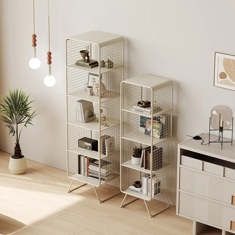 Floor Standing Iron Bookshelf Modern Minimalist Living Room Display Unit Multi-Layer Storage Rack Kid's Book/Magazine Organizer