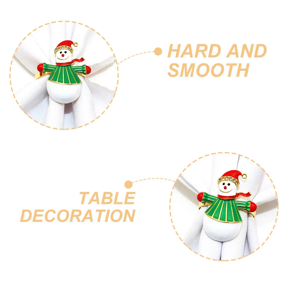 

4 Pcs Snowman Napkin Rings Elegant Metal Buckles Shaped Xmas Tableware Accessories Holiday Dinner Party Decorations
