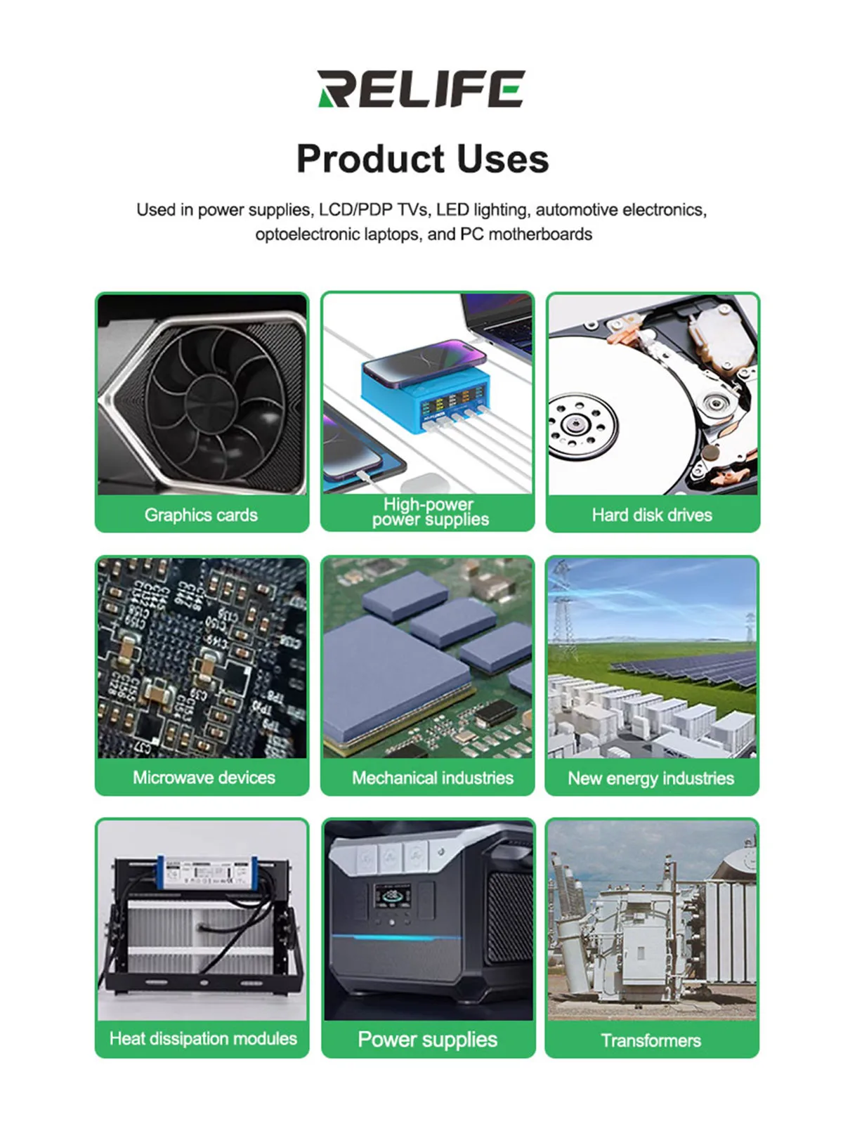 RELIFE RL-098 100 Stück vorgeschnittene isolierende Wärmeleitpads für IC-Chips, hohe Wärmeleitfähigkeit, selbstklebende Reparatur-Silikonfolie – Detail 4