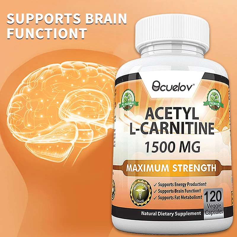 Acetyl L-Carnitine Capsules - Helps Support Brain Health, Improves Energy, Memory and Concentration, and Promotes Fat Metabolism