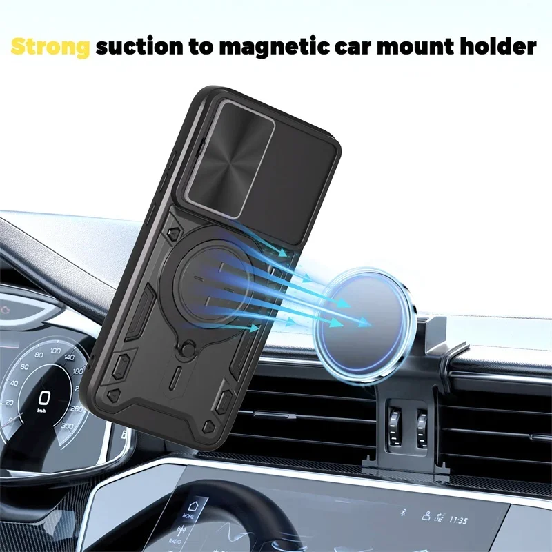 Funda For Xiao Poco F7 5G Case Armor Slide Camera Lens Protection Ring Stand Back Cover For Poko Little F7 F 7 7F PocoF7 5G Capa