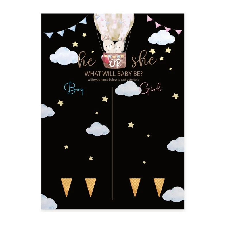 Gender Reveal Game for Baby Shower with Rabbit Poster, Girl or Boy Voting Stickers, Gender Reveal Use Party Supplies, 36PCs