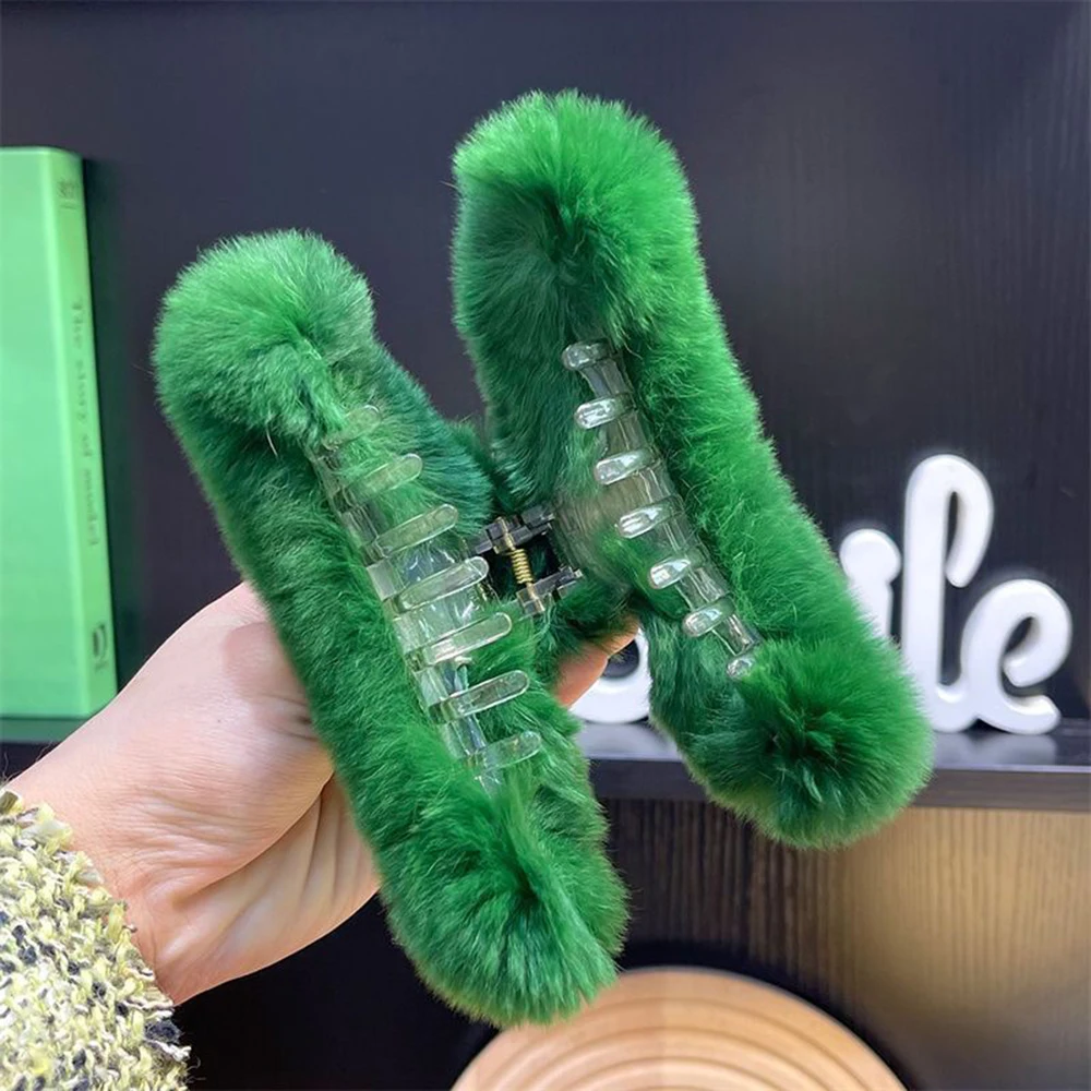 Winter Cute Plush Hair Crabs Clip New Faux Fur Rabbit Claws For Women Fashion Ponytail Temperament Hair Clip Hair Accessories