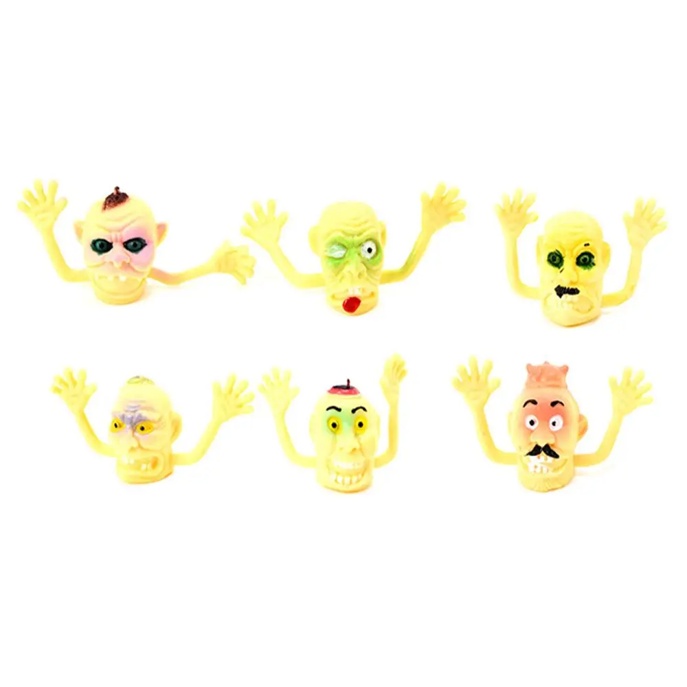 6 Pcs Resin Halloween Ghost Head Finger Toys Soft Portable Telling Story Puppets Hand Toys Unisex Mini Ghost Head Zombie Kid