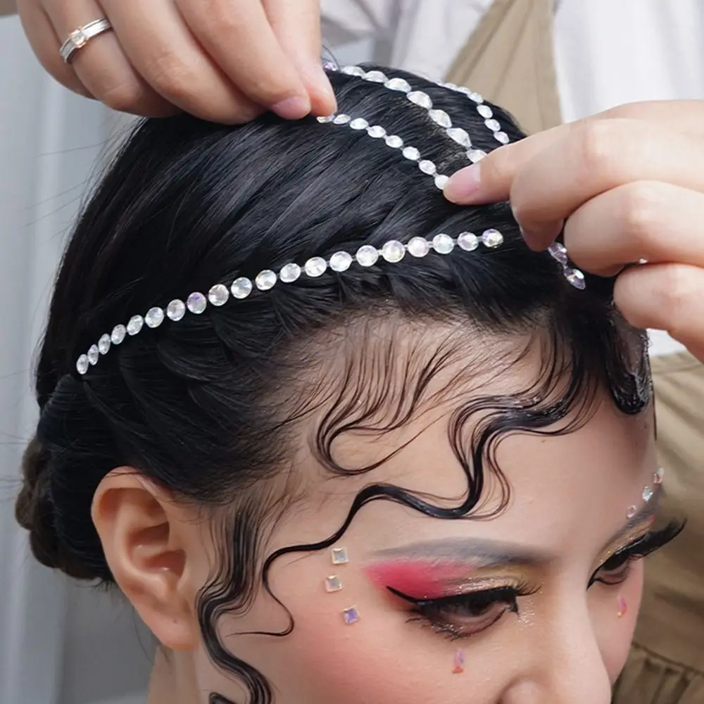 Diamonds Makeup Tools Adhesive Face Decal Hair Rhinestone Decoration Temporary Tattoo Stickers Long Rhinestone Strip Sticker