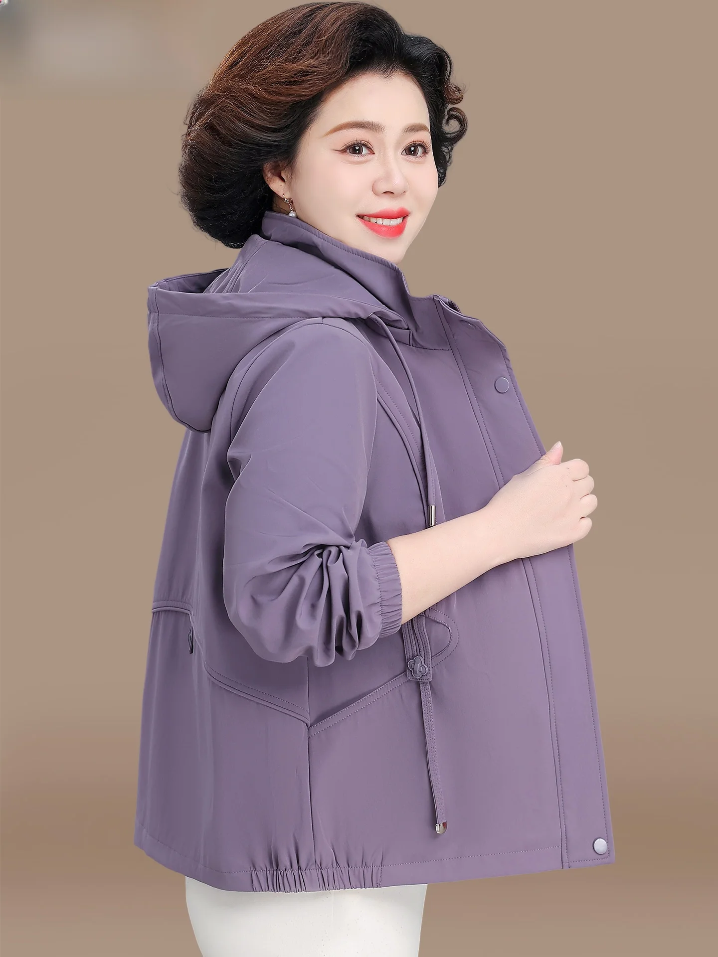 

Spring Faion ort Casual Women's Jaet Coat Large Size Top for Middle-Aged Mothers Middle-Aged And ly Sli