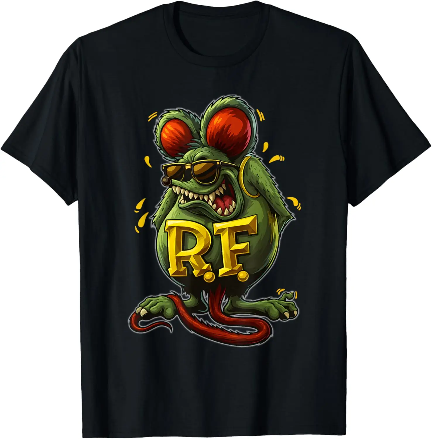 Funny Rat Fink Horror Hot Rod Cool Spooky Mouse Sunglasses T-Shirt 100% Cotton Trendy Y2K Short-Sleeve Tee – Soft, Quick-Drying,