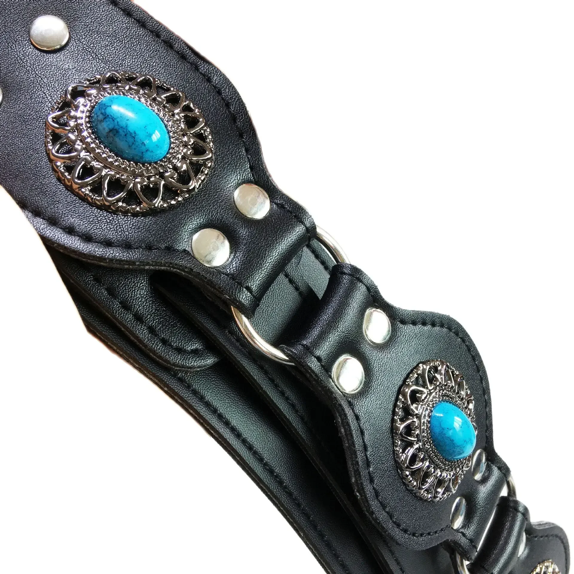 حزام جيتار جلدي كلاسيكي قابل للتعديل على الطراز العرقي حزام كتف ناعم لباس الخشب الشعبي الكهربائي الصوتي