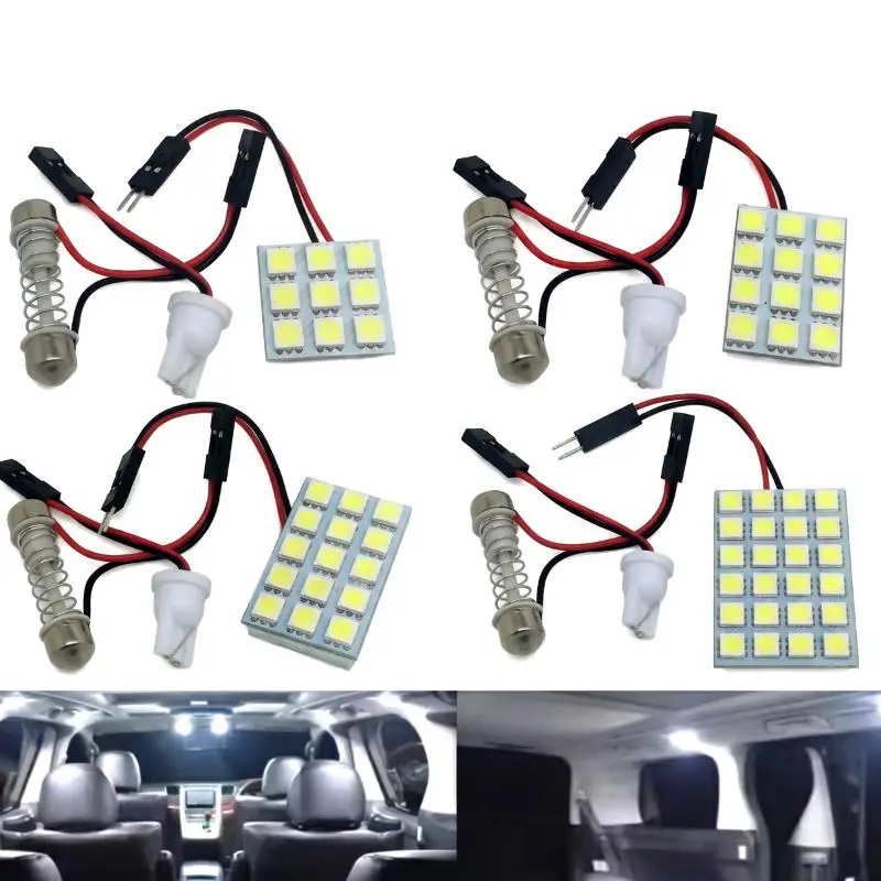 T10 5050 LED Universal Car Dome Bulb Interior Panel White Light Reading Lamp Enhanced Brightness for Vehicle