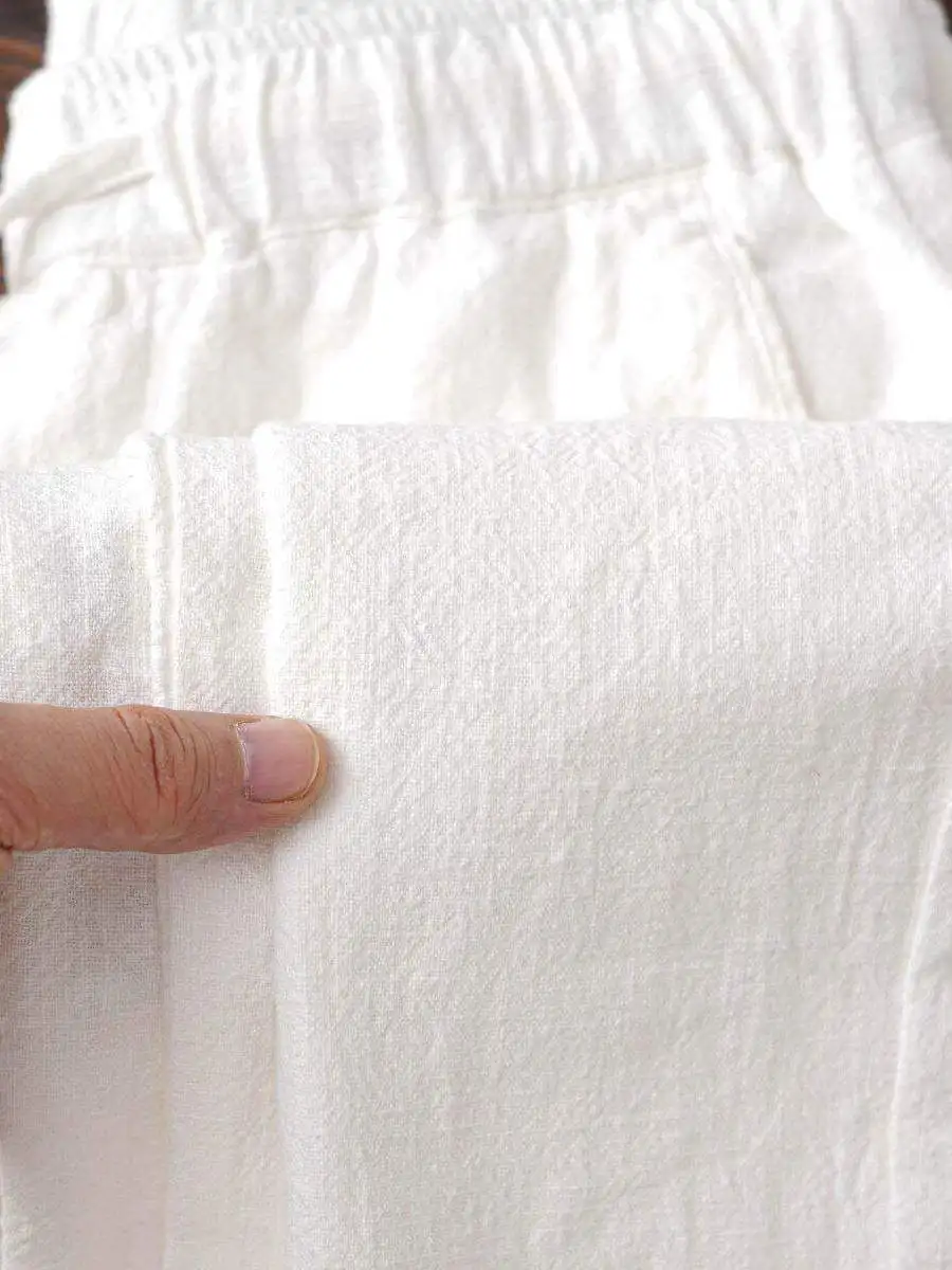 

Мужские повседневные брюки из хлопка и льна, белые, прямого кроя, летние, модные, с яркой нитяной отделкой, удобные, легкие