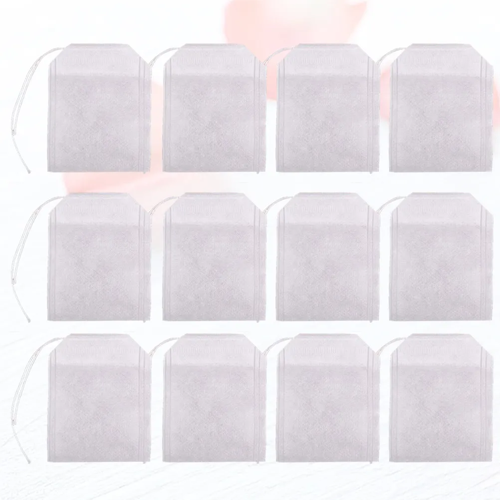 200Pcs Eco Friendly Non Woven Empty Tea Bags for Loose Tea Coffee Herbs Potpourri Decocting Bags Tie Knot Closure Portable Gym
