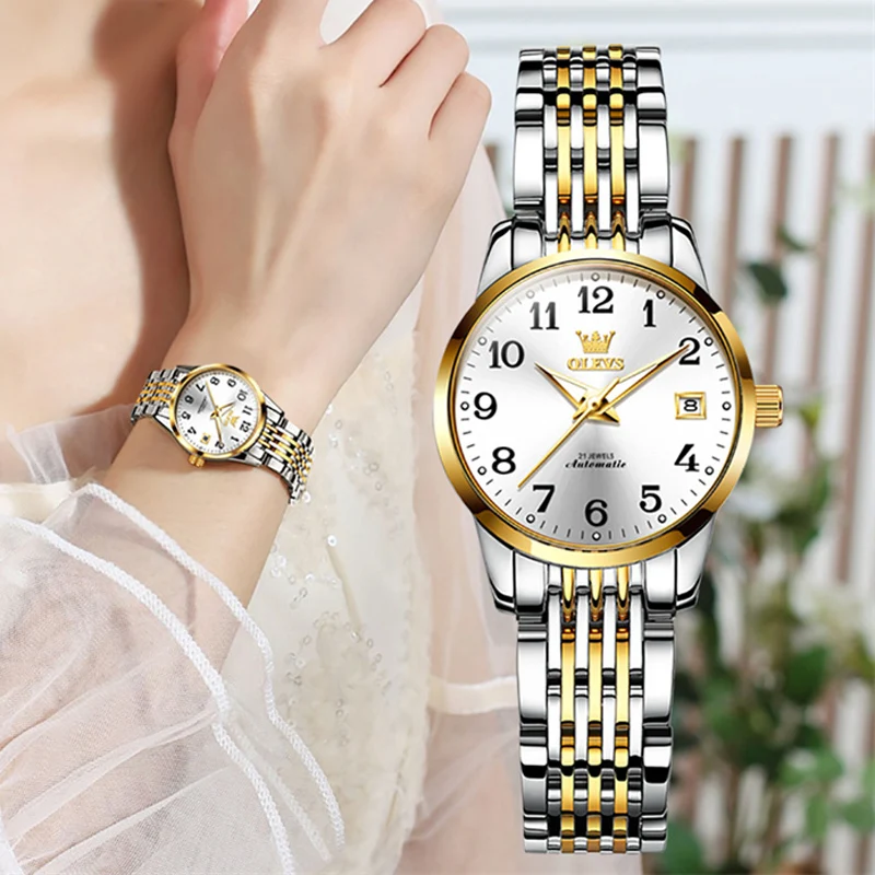 

OLEVS Watch For Women Top Brand Luxury Fashion Ladies Waterproof Stainless Steel Automatic Mechanical Watches Reloj Para Mujer